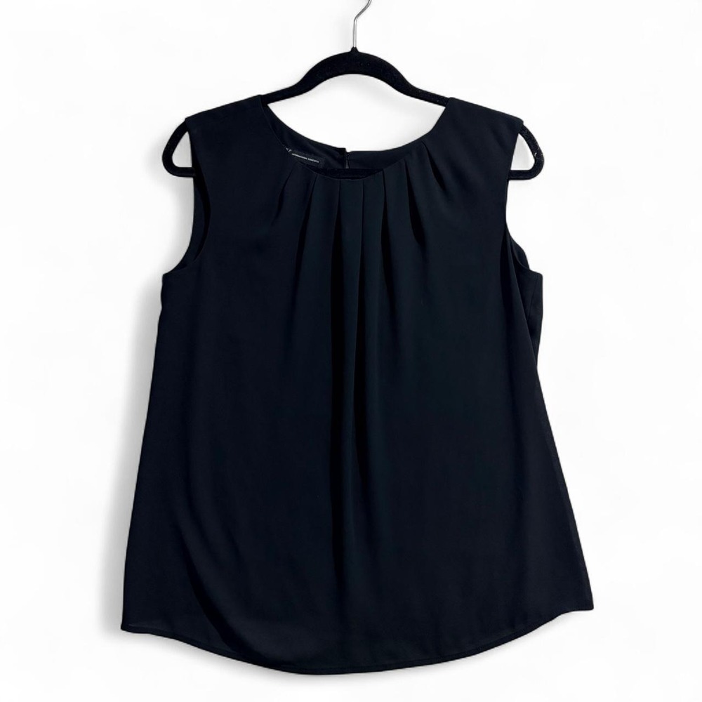 INC International Concepts Black Sleeveless Pleated Blouse Top Size 8